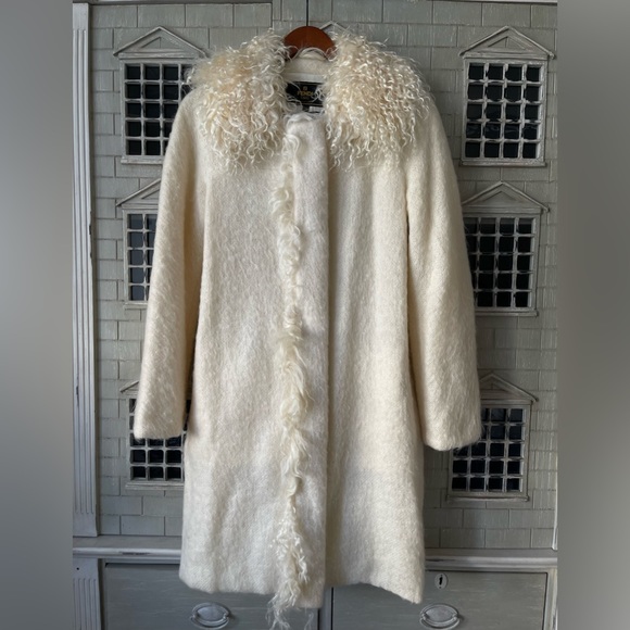 Fendi Jackets & Blazers - Fendi Women’s Vintage 1990’s Cream Mohair Coat with Kiddassia Collar & Trim